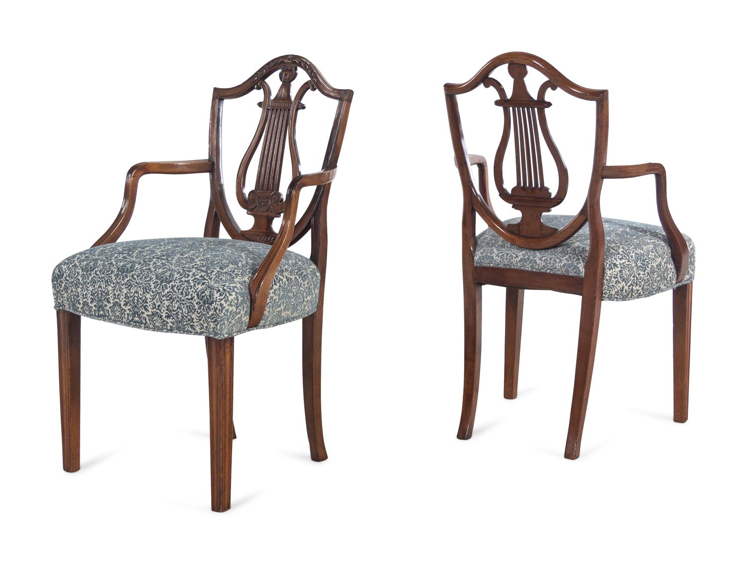 A Pair of George III Mahogany Armchairs
