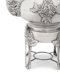 An American Silver Kettle on Lampstand