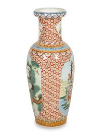 A Chinese Porcelain Palace Vase with Scenes of Exotic Birds in Landscapes