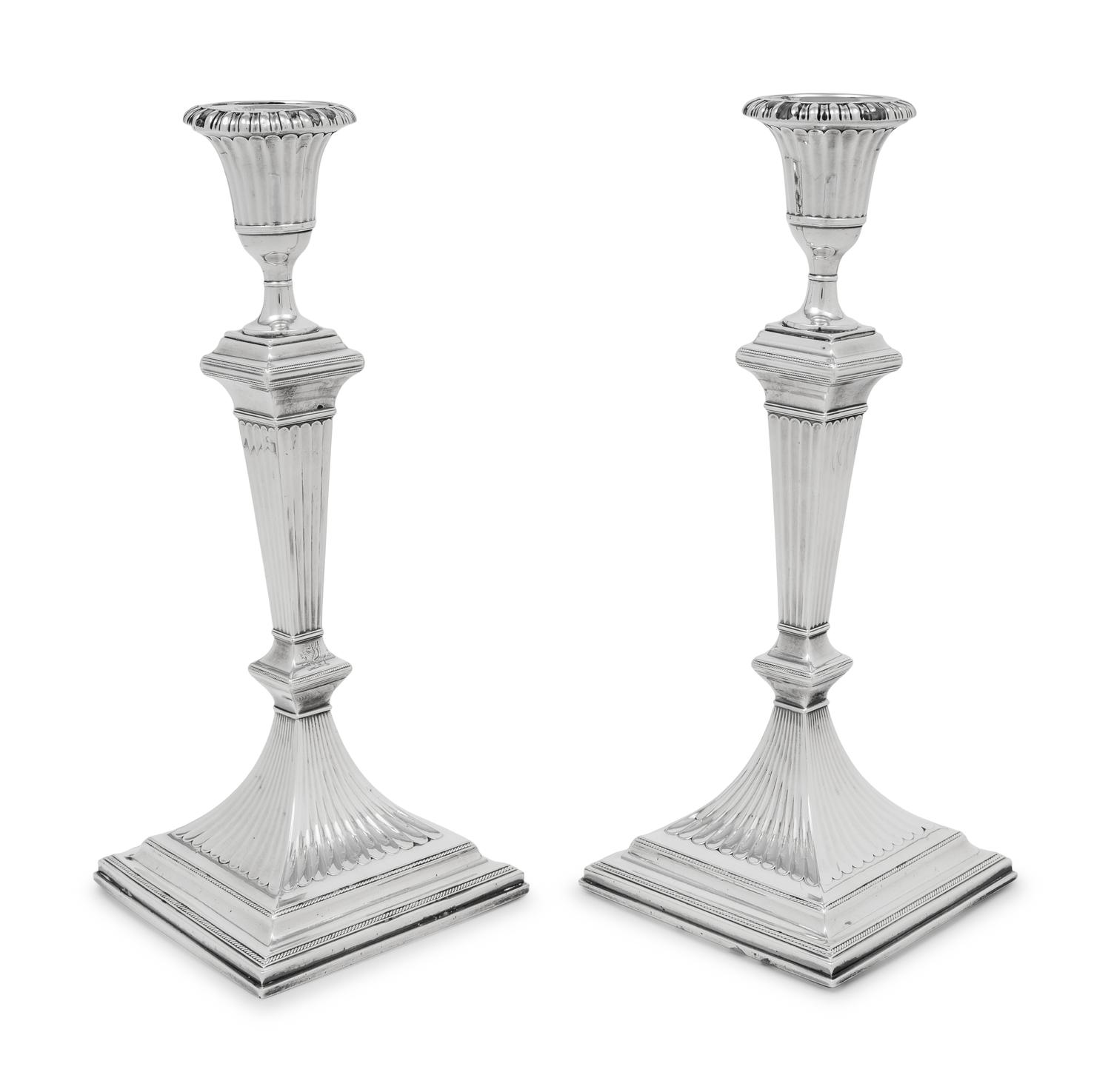 A Pair of English Silver Candlesticks