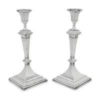 A Pair of English Silver Candlesticks