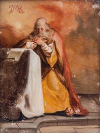 Two Continental Reverse Paintings on Glass Depicting St. Paul and St. Matthew