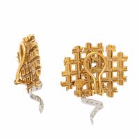 Whitney Boin, Yellow Gold and Diamond Lattice Earrings