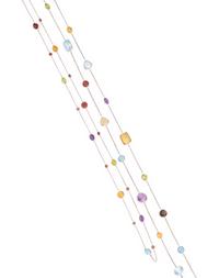 COLLECTION OF WHITE GOLD AND MULTIGEM LONGCHAIN NECKLACES