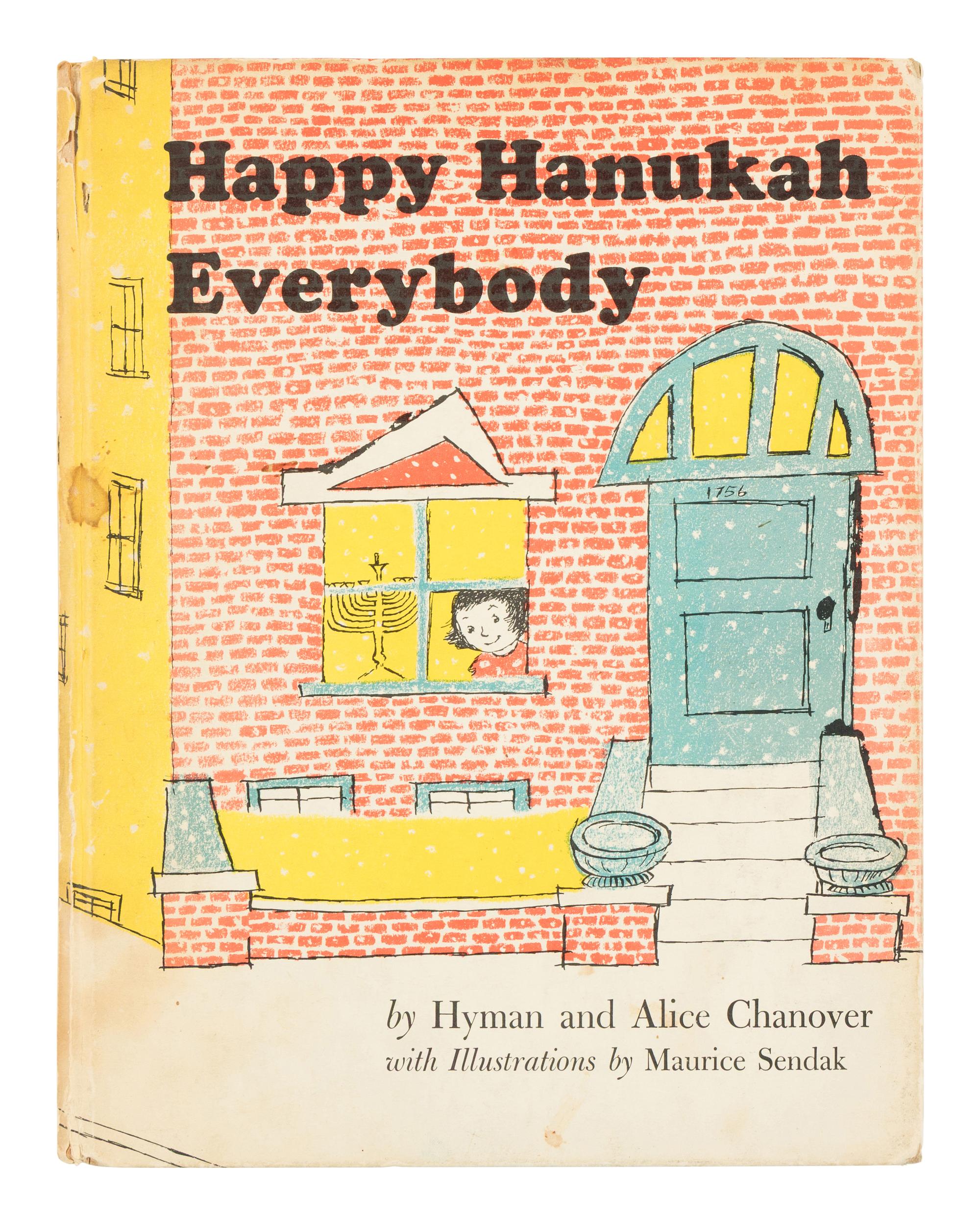 SENDAK, Maurice (1928-2012), illustrator. -- CHANOVER, Hyman and Alice. Happy Hanukah Everybody . New York: United Synagogue Commission on Jewish Education, 1955.
