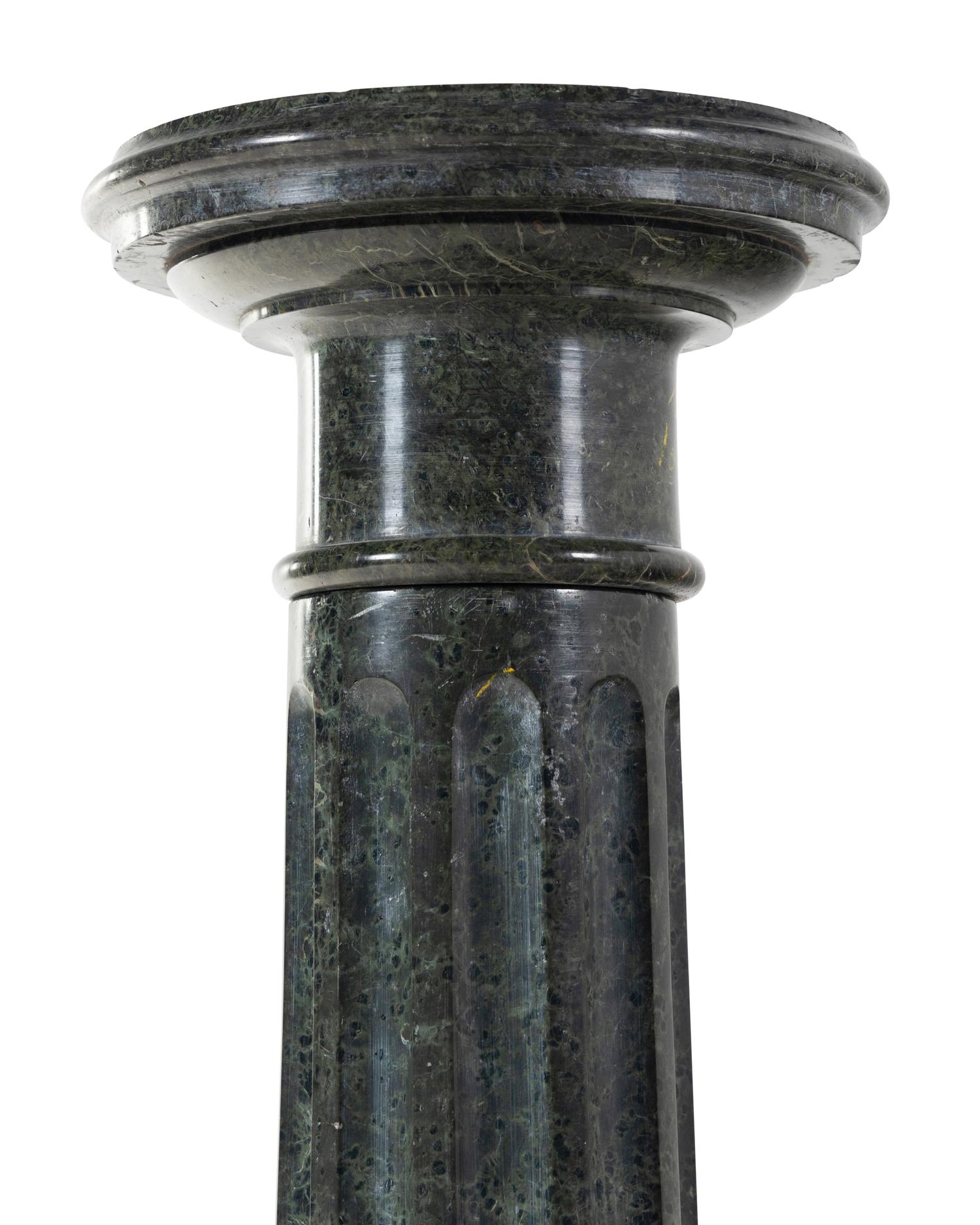 An Italian Green Marble Fluted Column