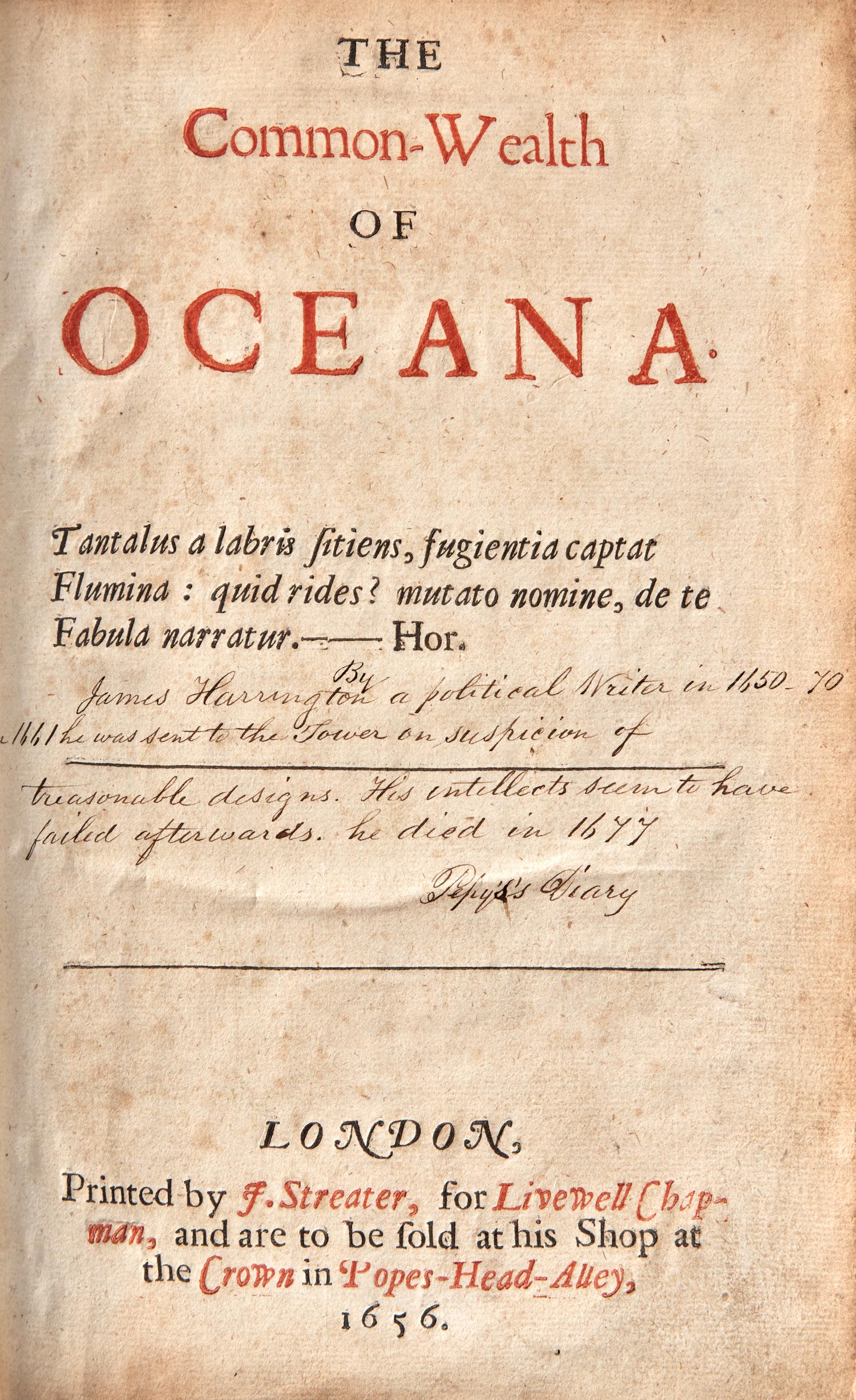 [Literature] (Harrington, James). The Common-Wealth of Oceana