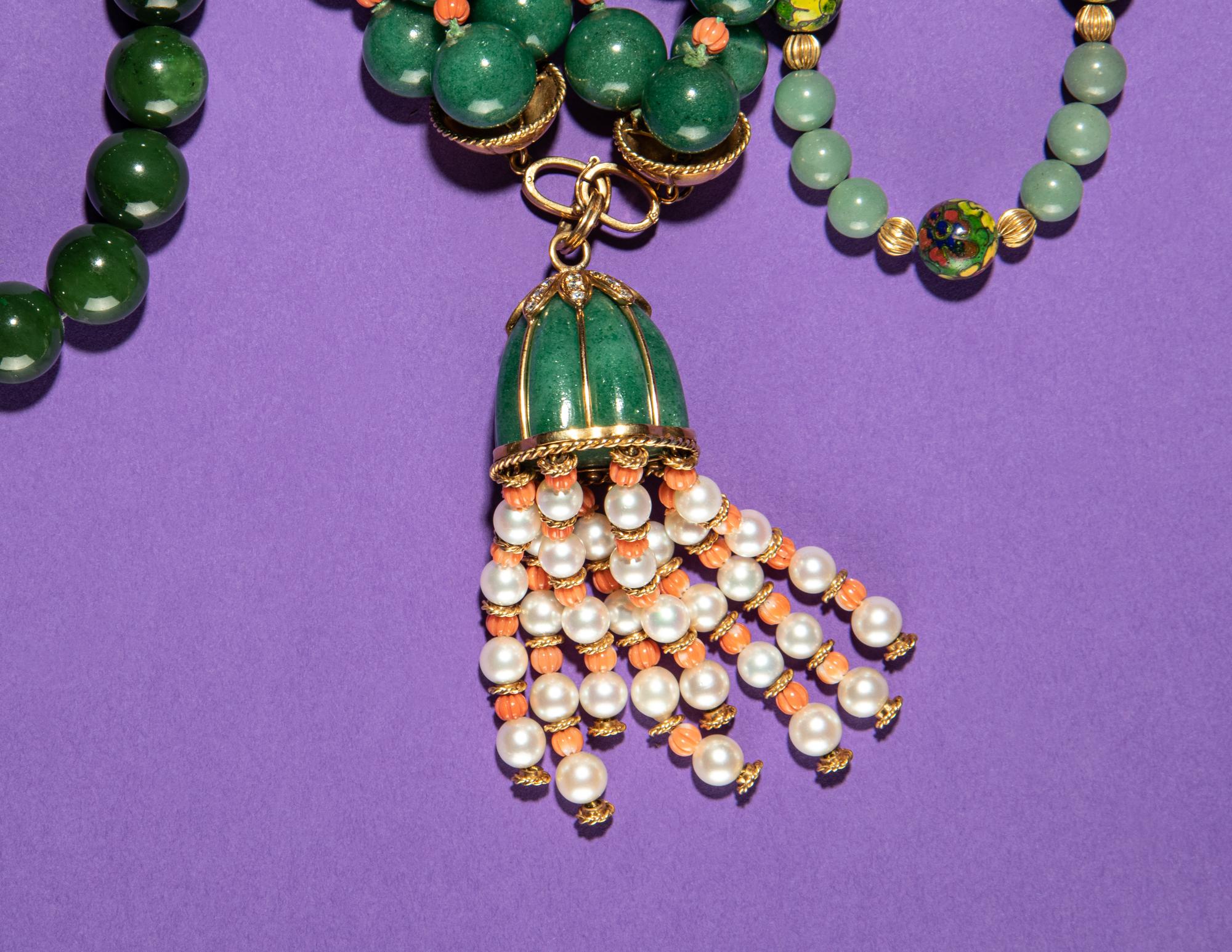 A Group of Chinese Green Hardstone Jewelry