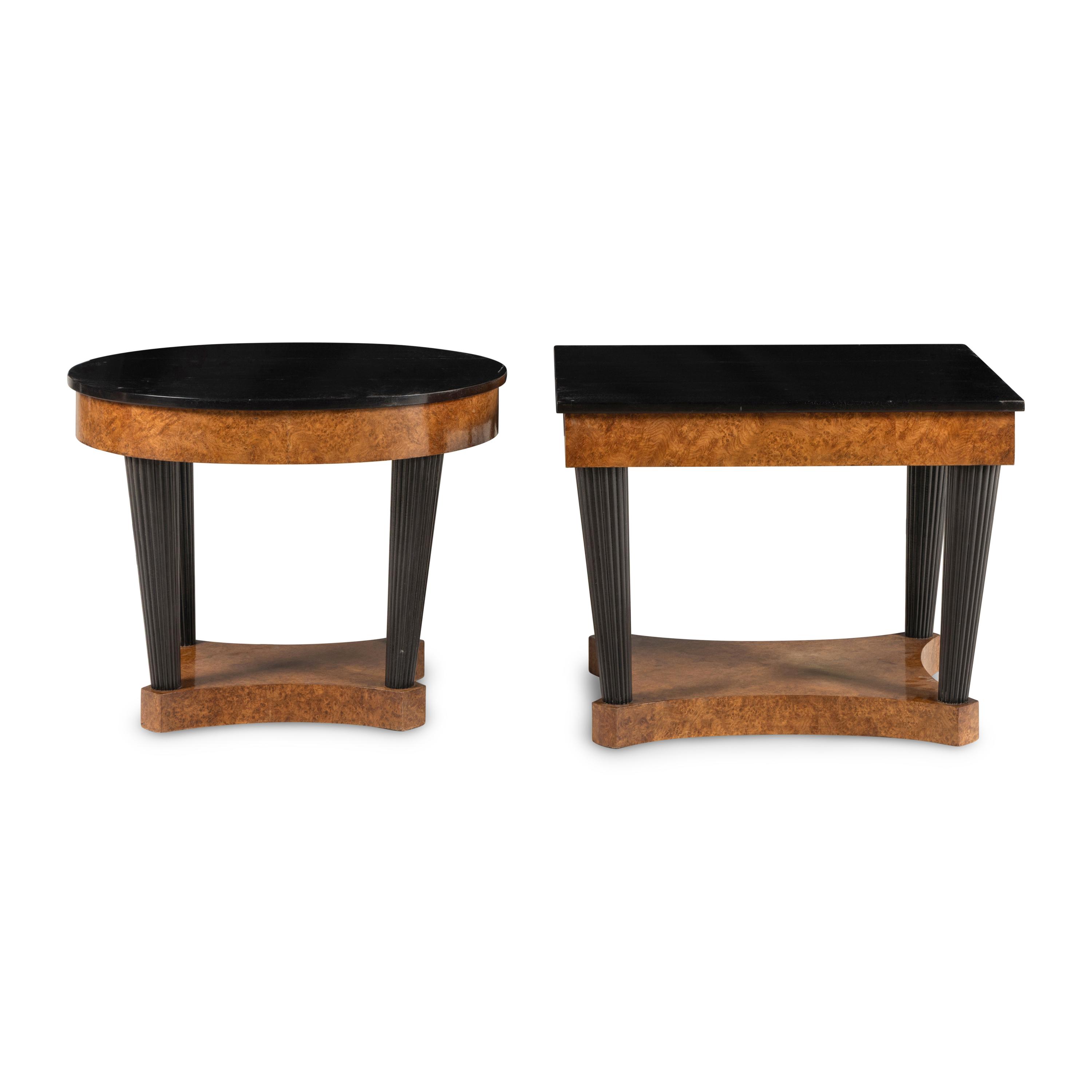 Two German or Austrian Maple and Parcel Ebonized Tables