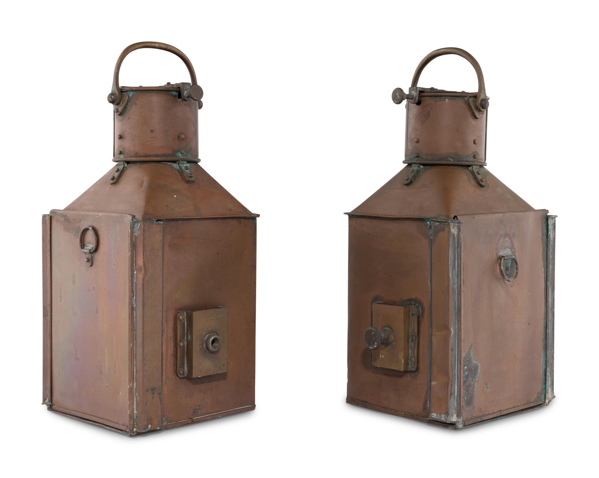 A Pair of Copper Railroad Lanterns