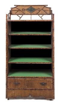 A Victorian Lacquered Bamboo Bookshelf Height 67 x width 33 1/2 x depth 12 1/2 inches. — 19TH CENTURY