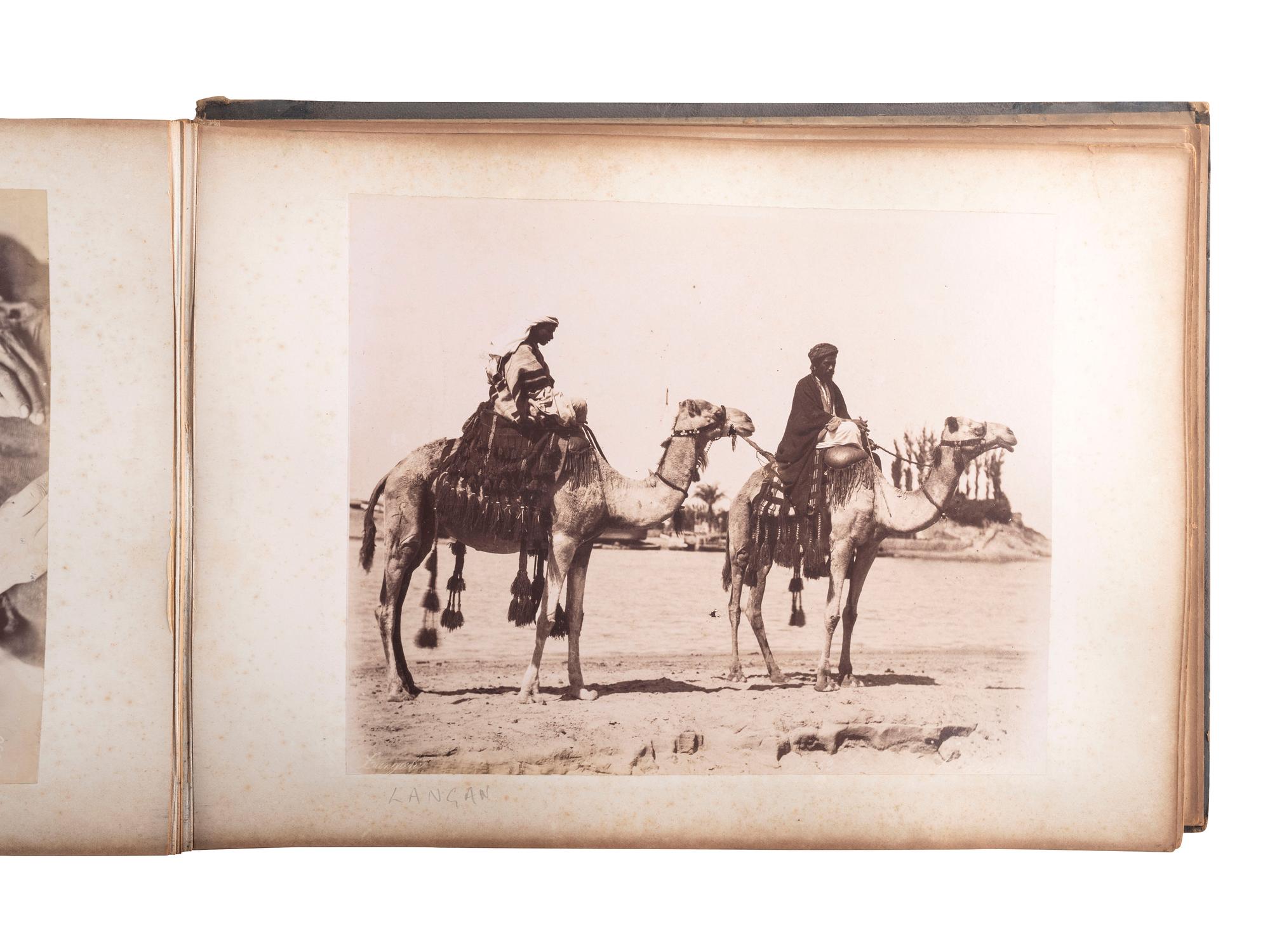 [EARLY PHOTOGRAPHY]. Album containing photographs of Egypt, Italy, and Brussels, incl. images by Félix BONFILS and Hippolyte ARNOUX.