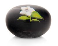 A Paul Stankard White Flower on Opaque Ground Glass Paperweight