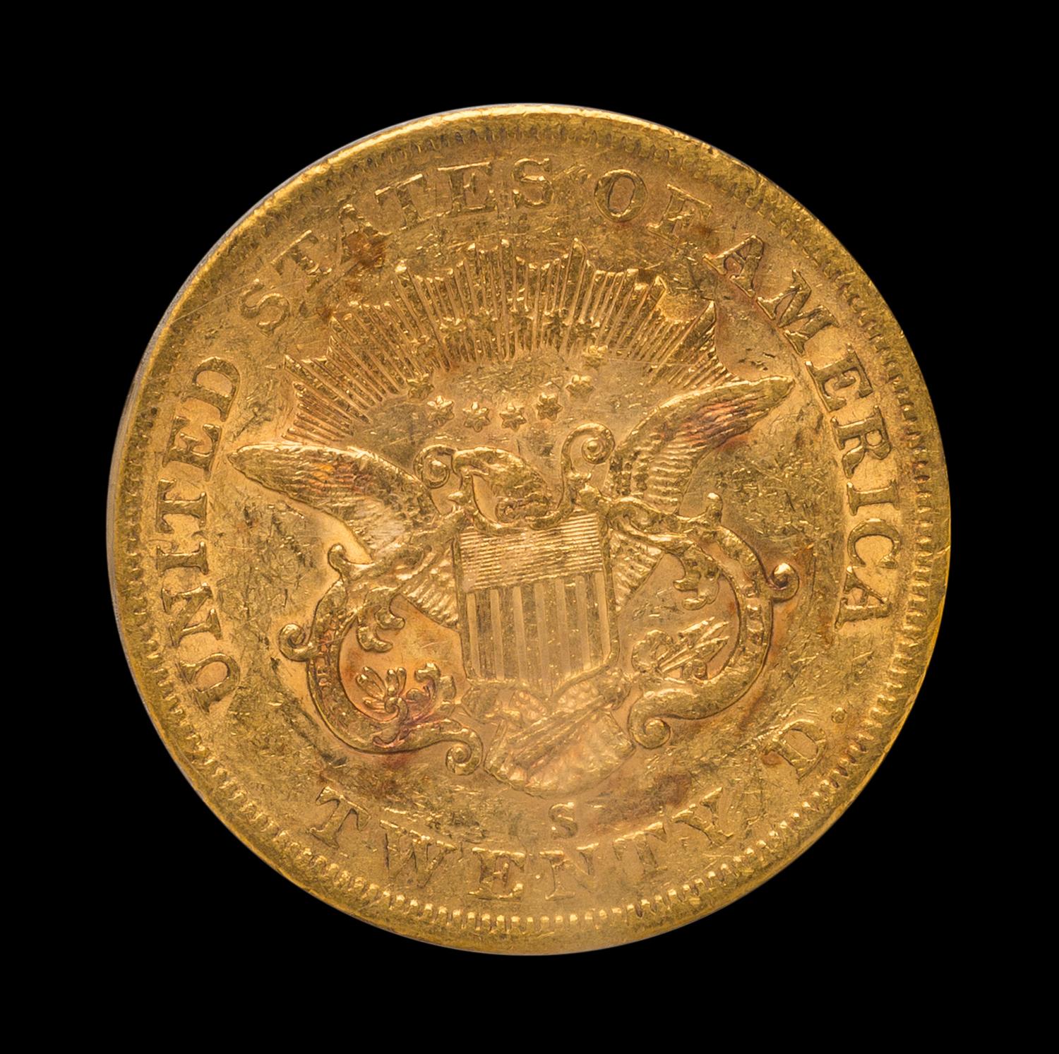 A United States 1860-S Liberty Head $20 Gold Coin