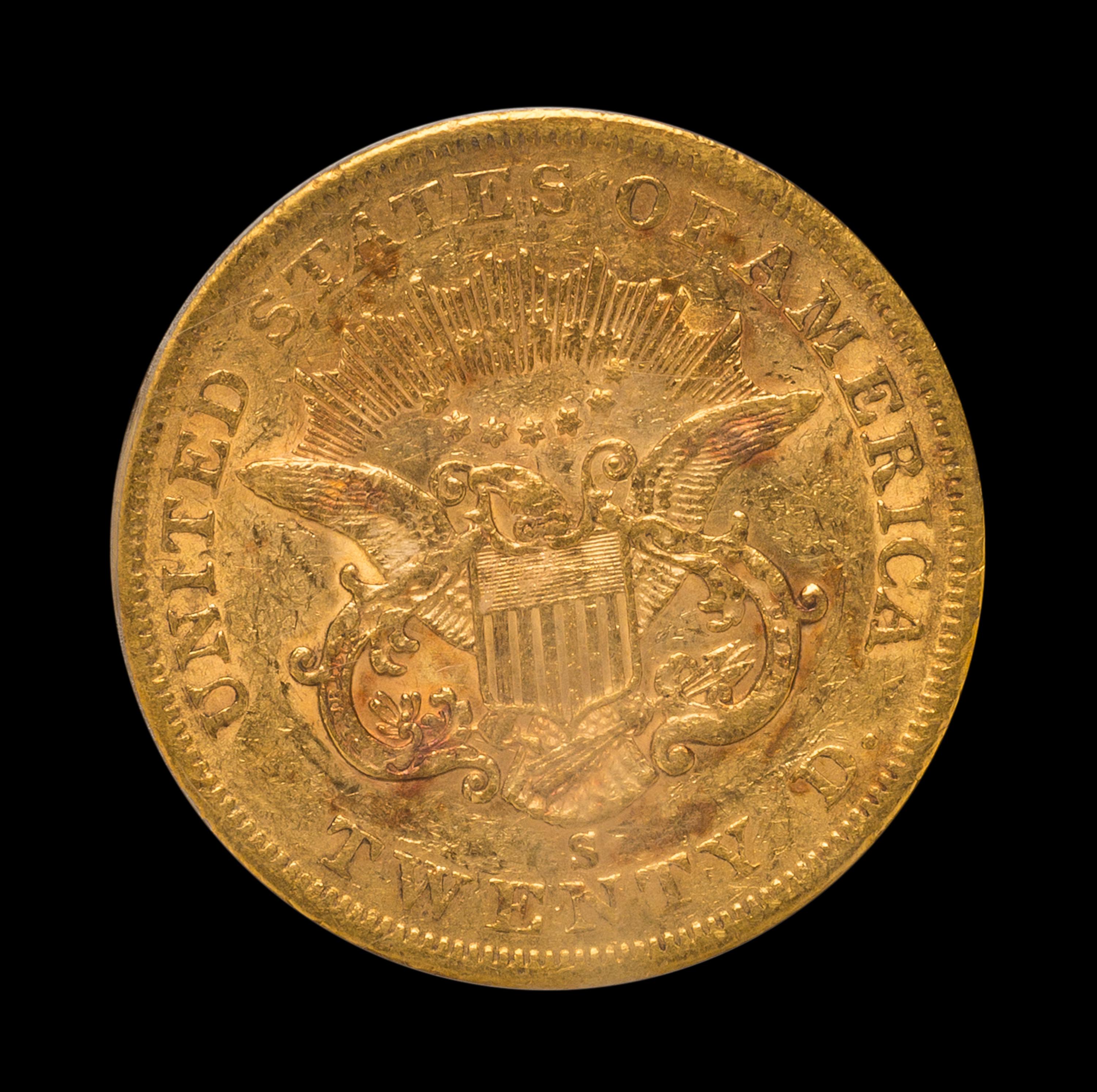 A United States 1860-S Liberty Head $20 Gold Coin