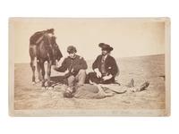SOULE, William S. (1836-1908), photographer. Boudoir photograph of Ralph Morrison, scalped hunter near Fort Dodge, Kansas, 1868.