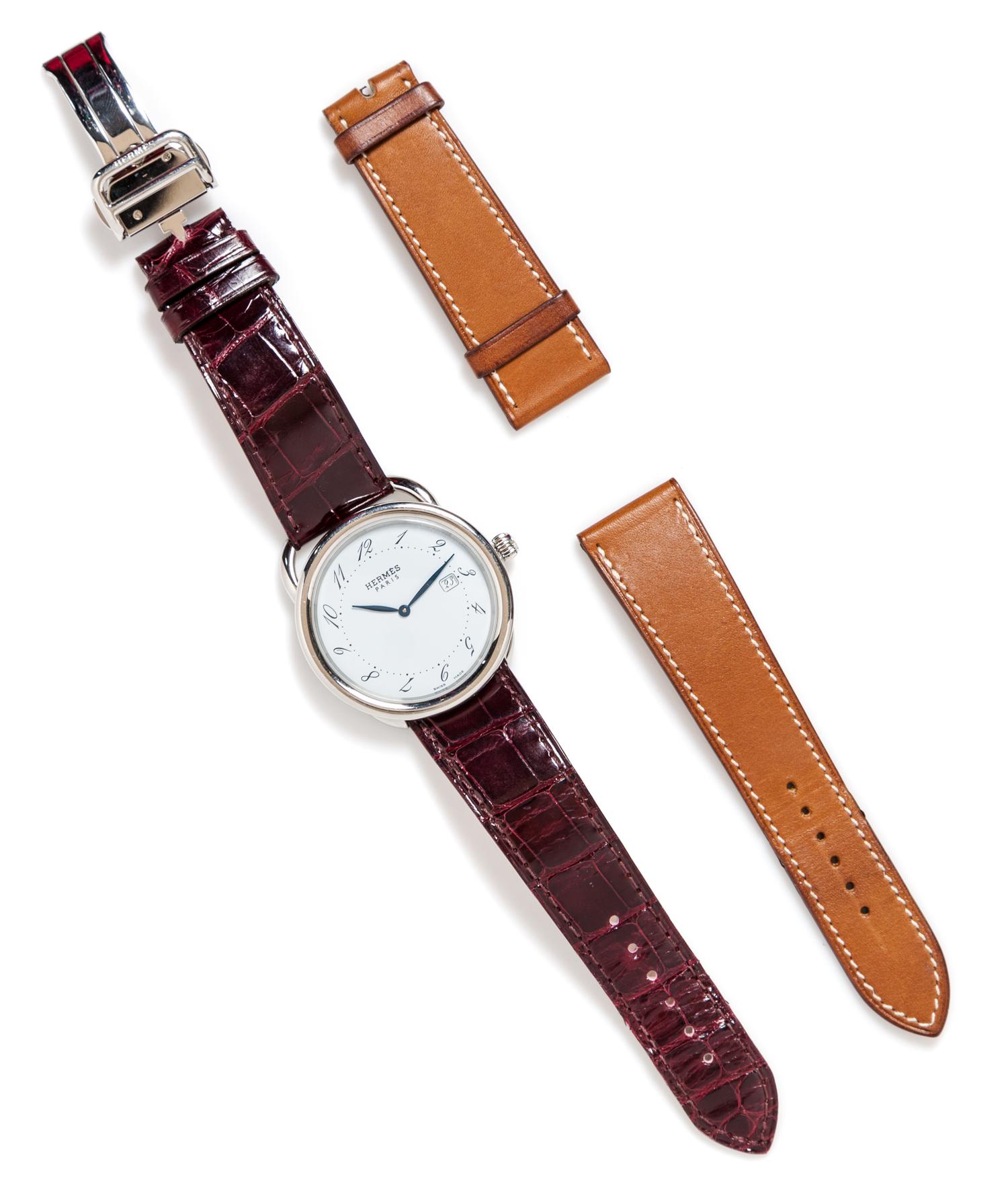 An Hermes Arceau GM Steel Watch, 9" x 1.5".