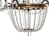 An Empire Style Brass and Cut Glass Five-Light Chandelier