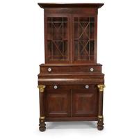 Classical mahogany secretary bookcase Possibly Workshop of Anthony G. Quervelle (1789-1856), Philadelphia, PA, circa 1830