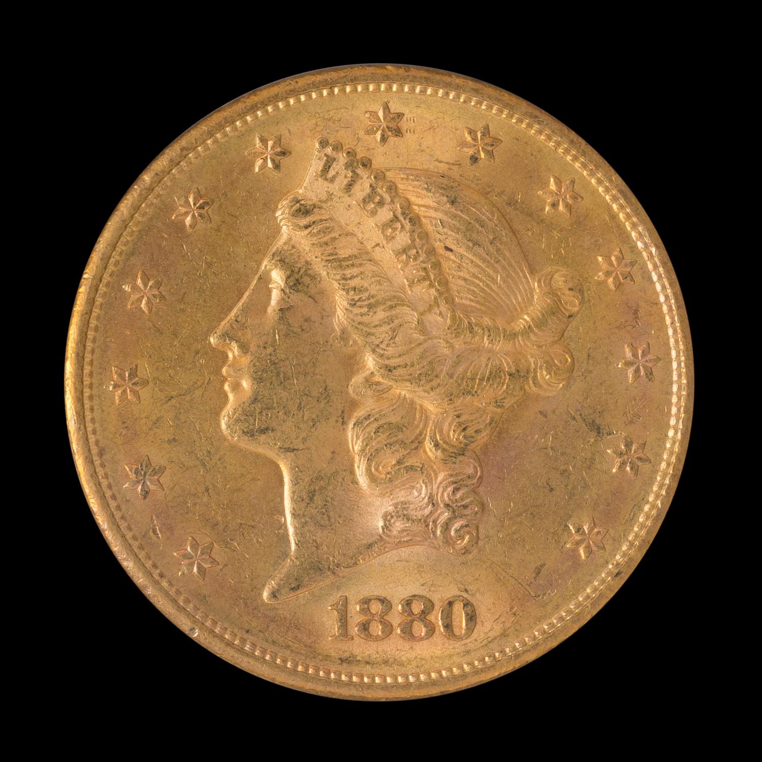A United States 1880-S Liberty Head $20 Gold Coin