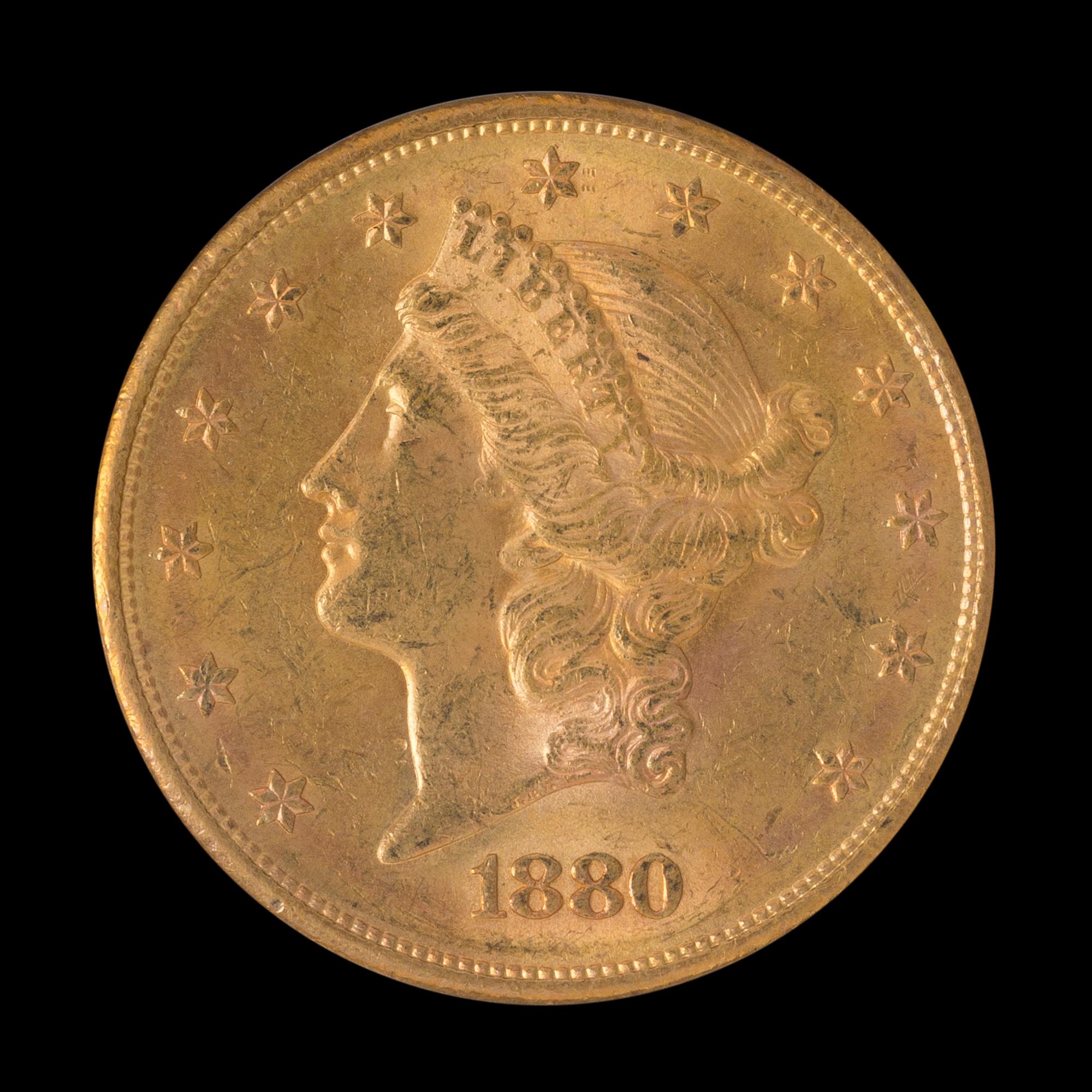A United States 1880-S Liberty Head $20 Gold Coin