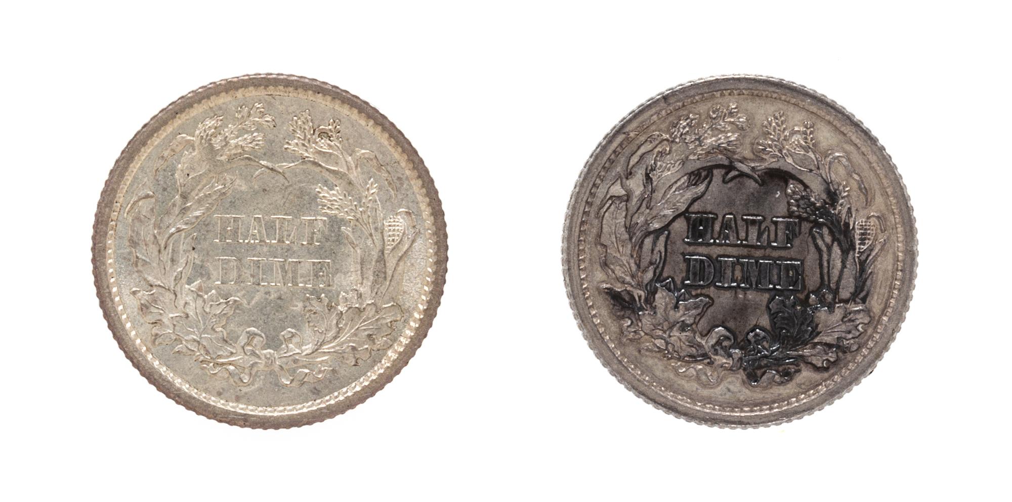 Two United States Seated Liberty Half Dimes