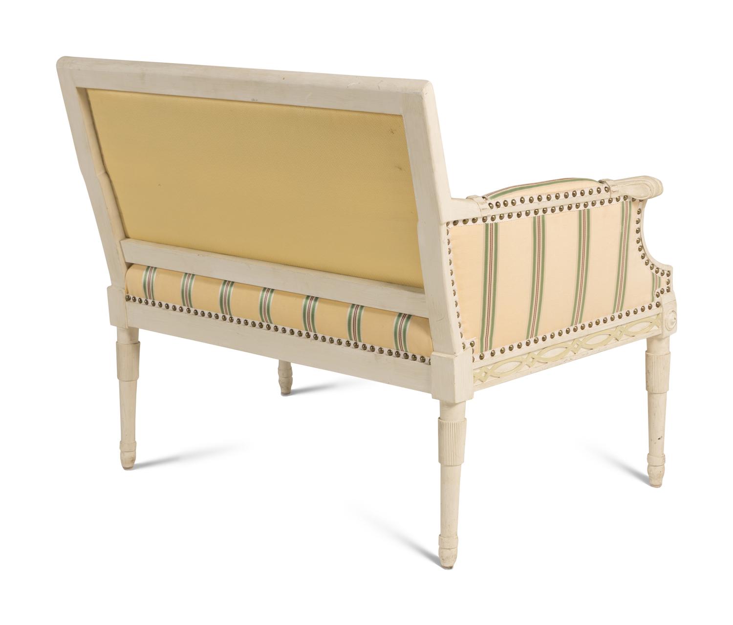 A Pair of Gustavian Style White-Painted Settees