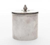 A Silver Tea Caddy Height 4 inches.
