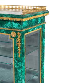 A Louis XVI Style Malachite Veneered Vitrine Cabinet