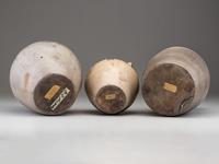 Three Cobalt Decorated Stoneware Vessels
