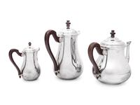 A Puiforcat Silver-Plate Three-Piece Tea Service