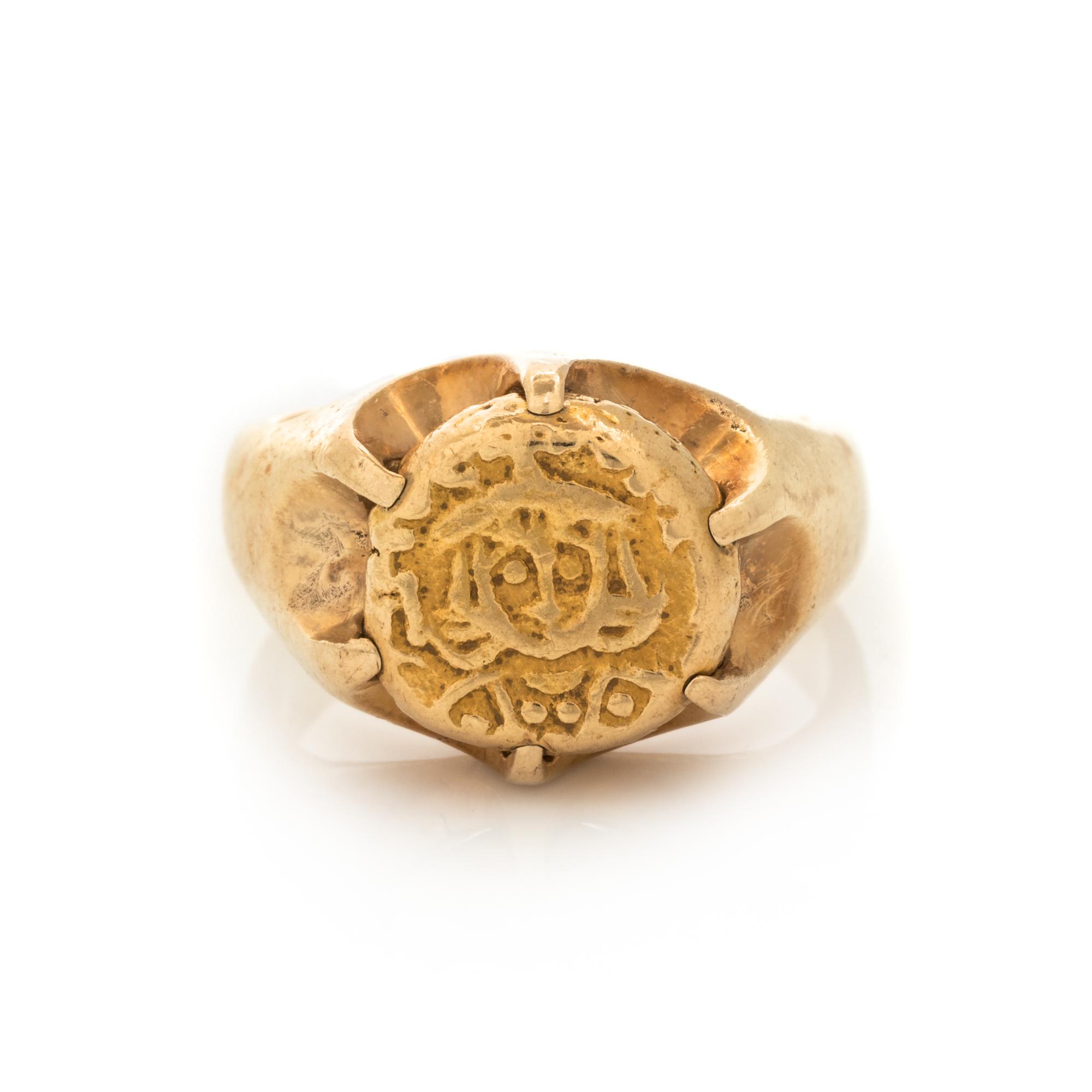 YELLOW GOLD AND BYZANTINE 1 SOLIDUS COIN RING