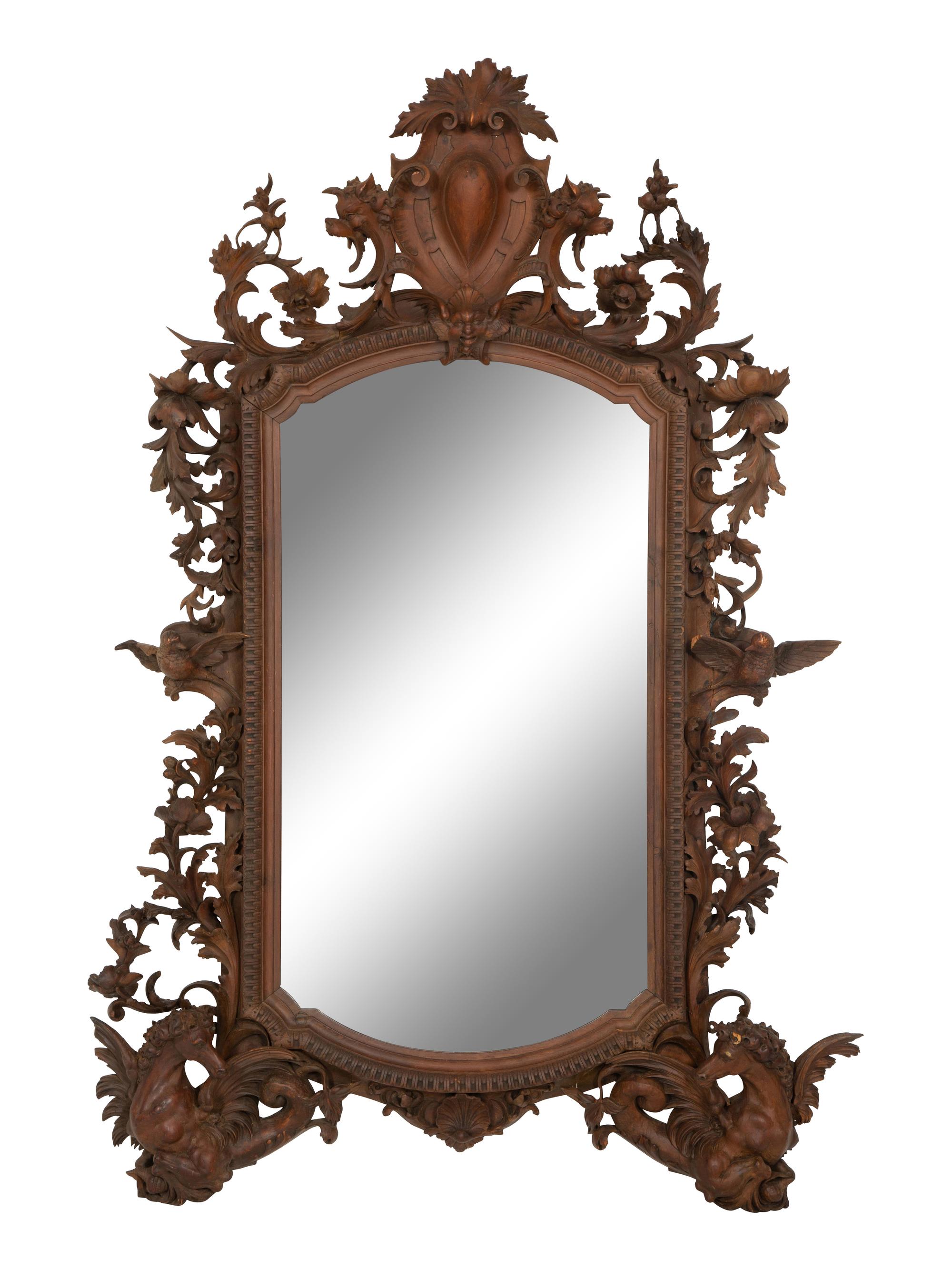 A Continental Foliate Carved Mirror