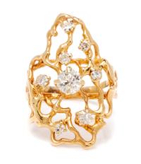 A Brutalist Yellow Gold and Diamond Ring, 4.15 dwts.