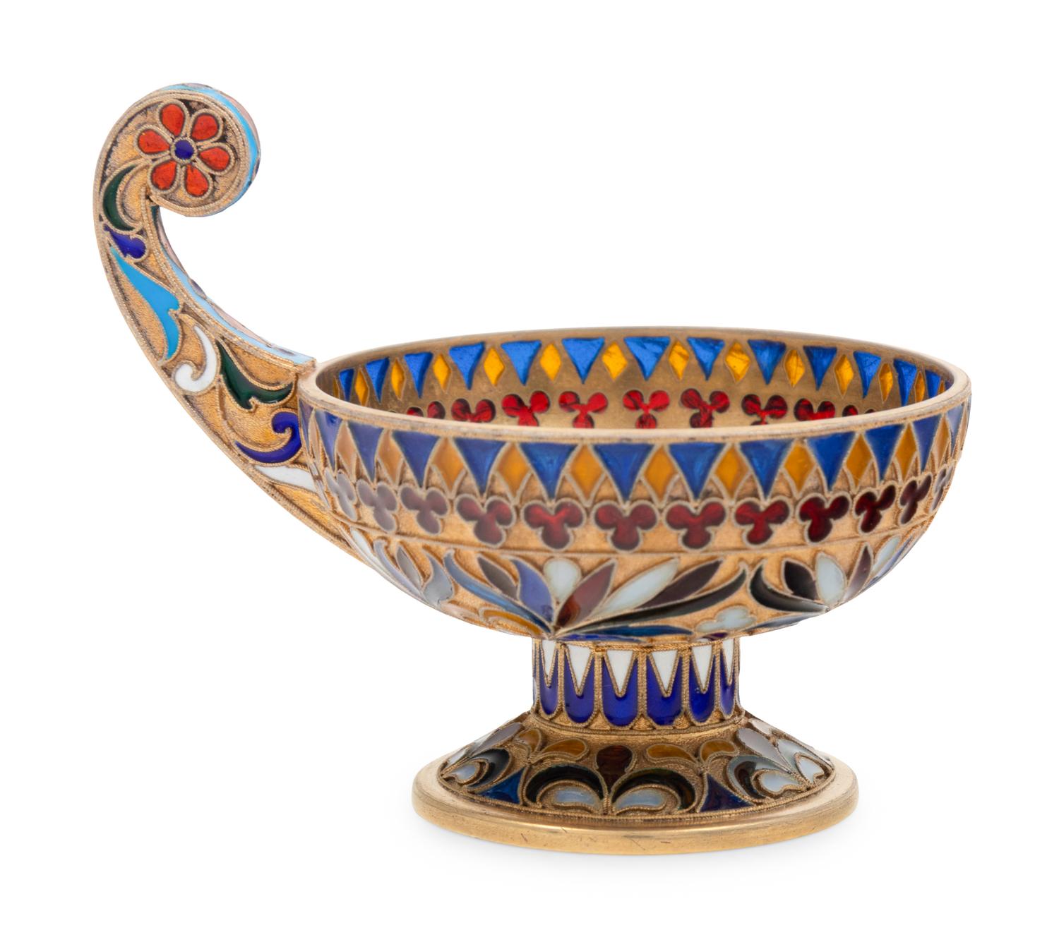 A Russian Plique-à-Jour Enameled Silver Charka