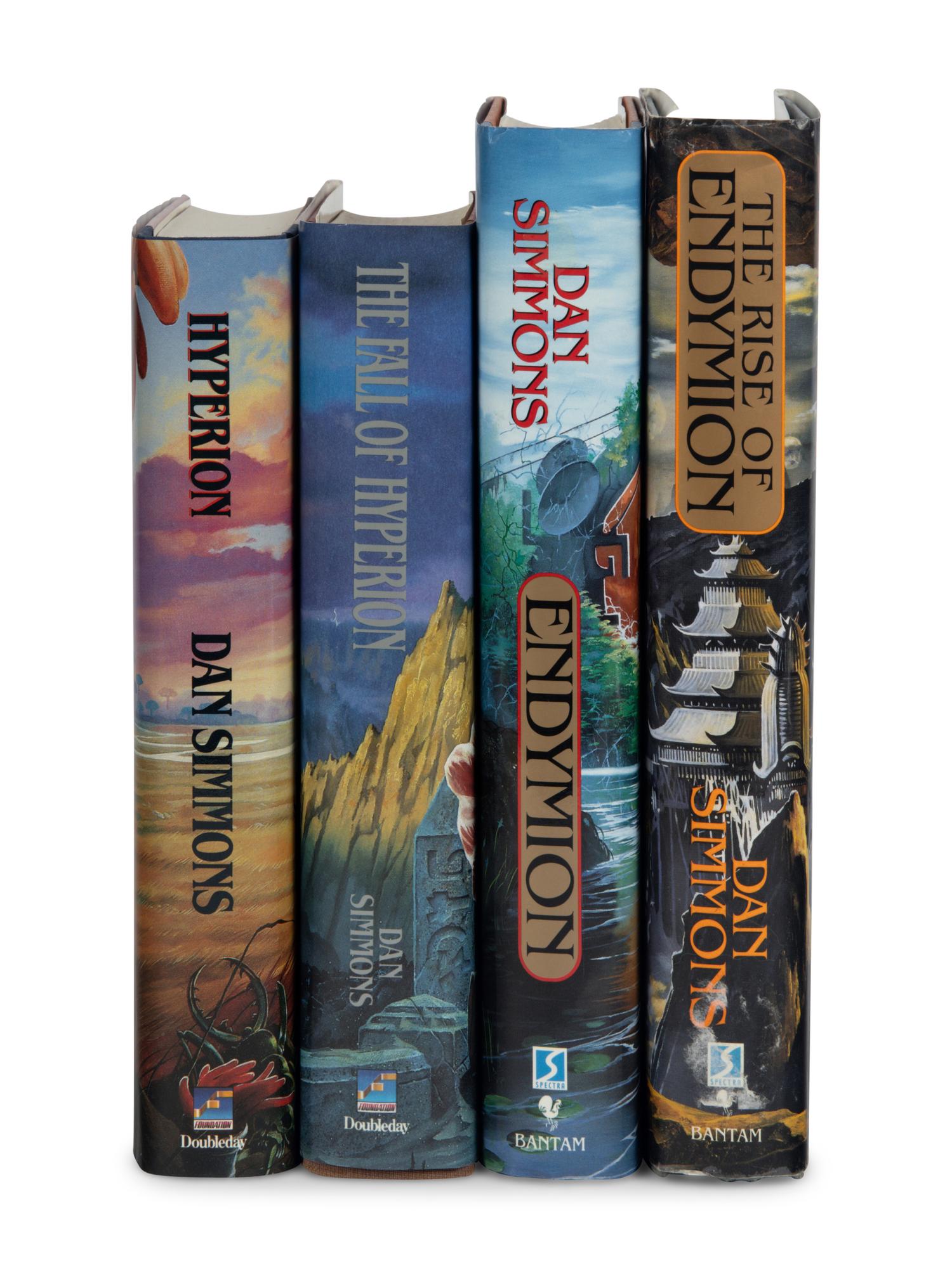 SIMMONS, Dan (b.1948). [The Hyperion Cantos]. Hyperion . 1989. -- The Fall of Hyperion . 1990. -- Endymion . 1996. -- The Rise of Endymion . 1997. New York: Doubleday [and] Bantam.