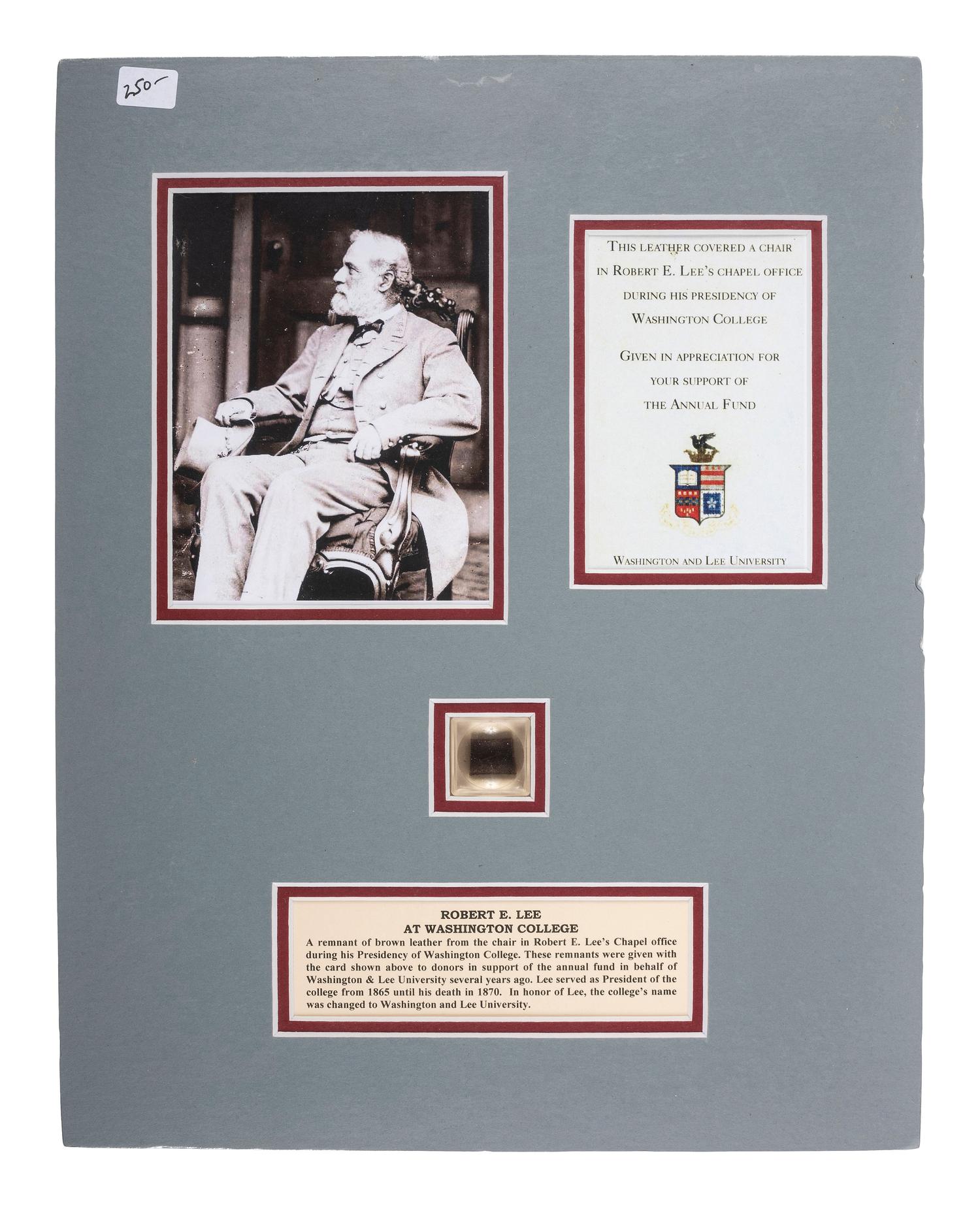 [LEE, Robert E. (1807-1870)]. Relics identified to Robert E. Lee.