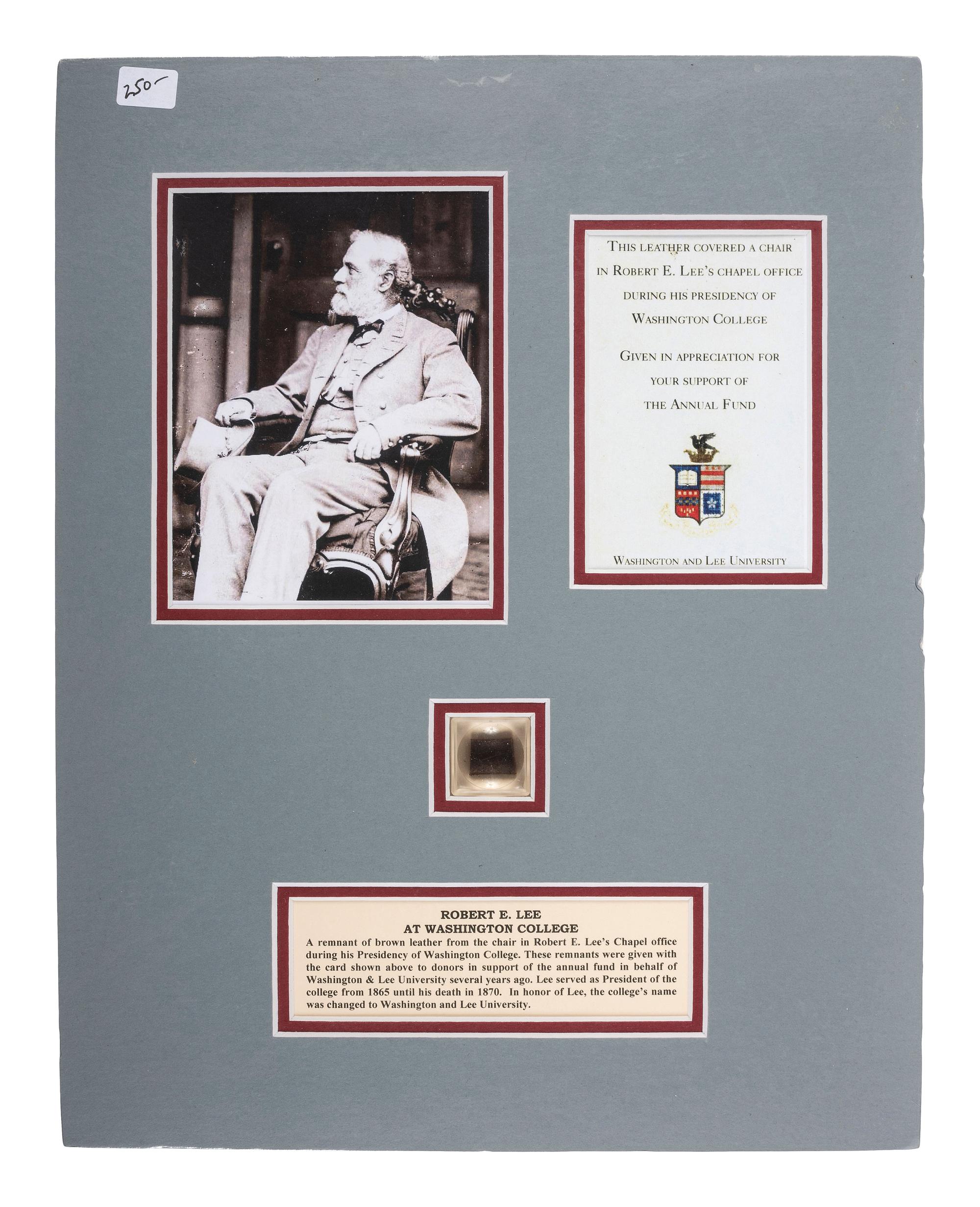 [LEE, Robert E. (1807-1870)]. Relics identified to Robert E. Lee.