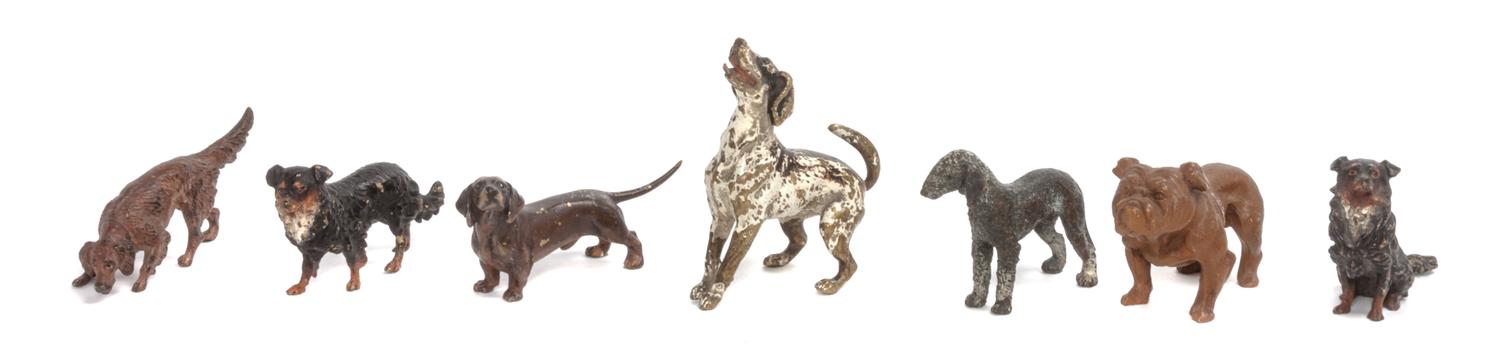 Seven Austrian Cold Painted Bronze Figures Width of widest 4 inches. — FIRST HALF 20TH CENTURY