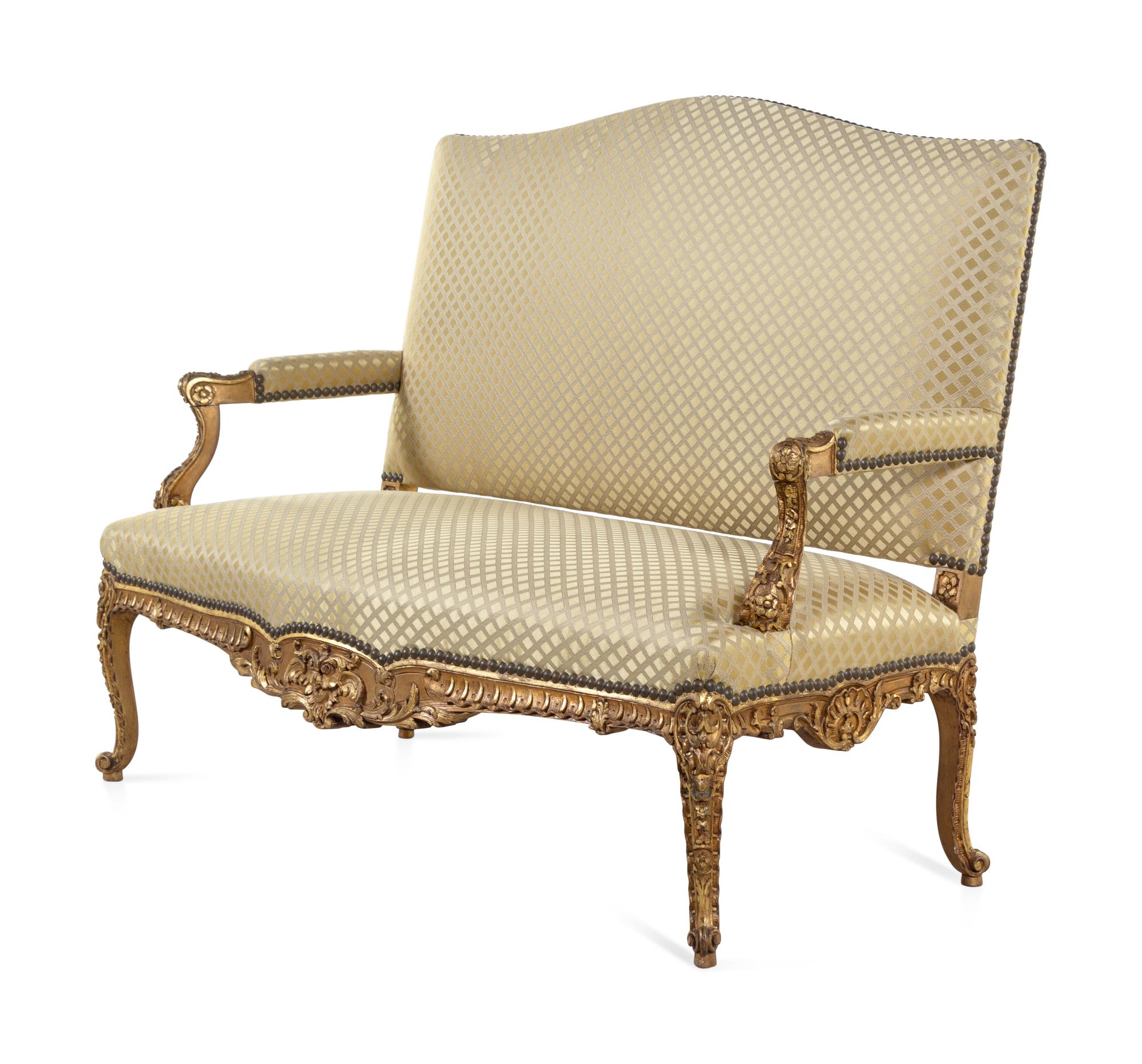 A Louis XV Style Giltwood Settee