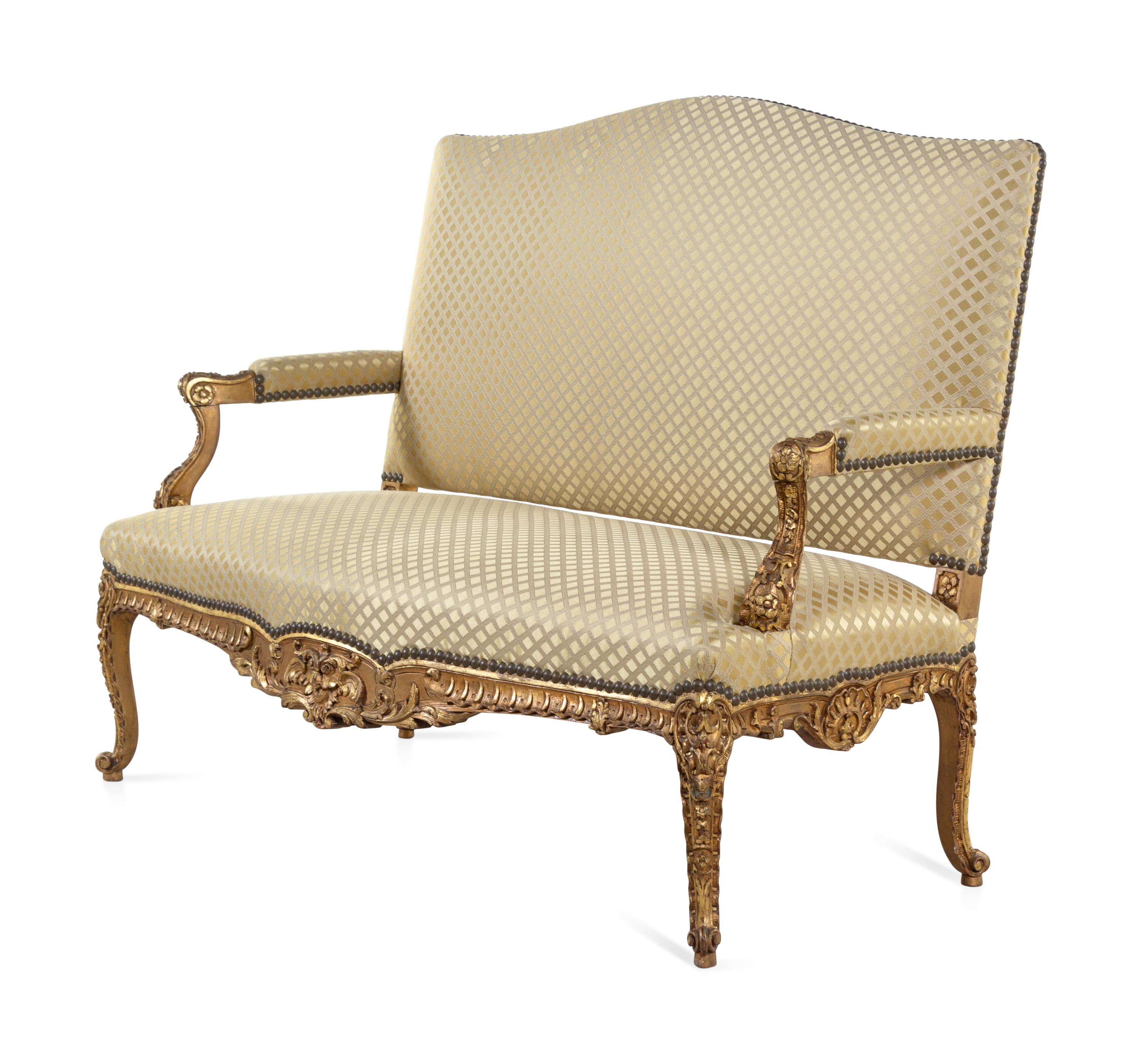 A Louis XV Style Giltwood Settee
