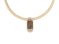 SMOKEY QUARTZ, COLORED DIAMOND, AND DIAMOND NECKLACE