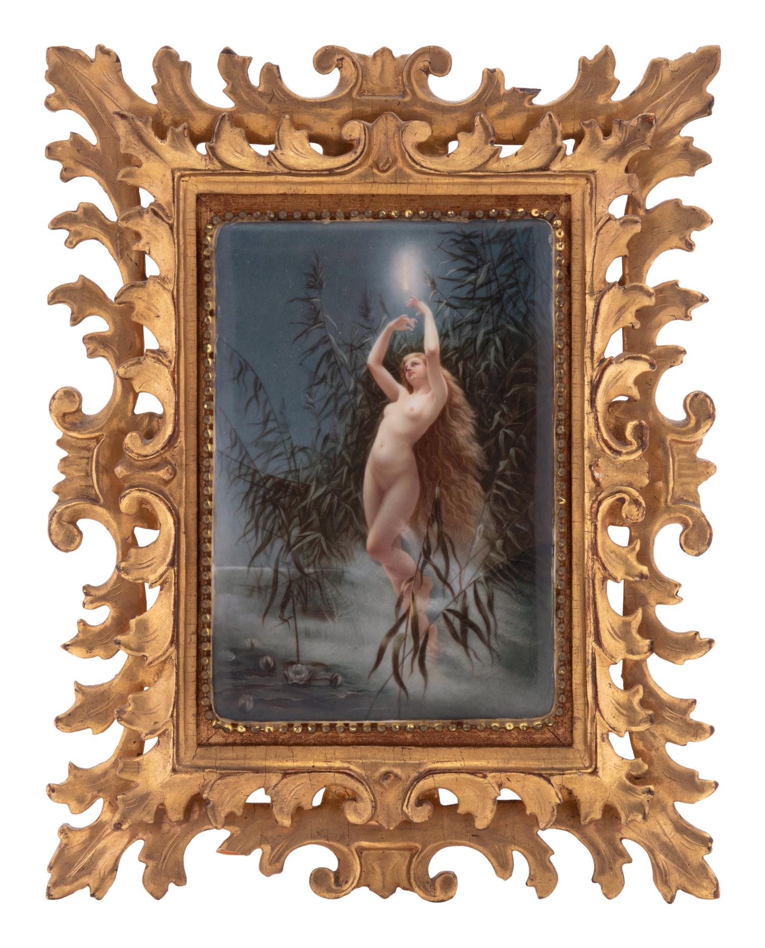 A Hutschenreuther Porcelain Plaque in a Giltwood Frame
