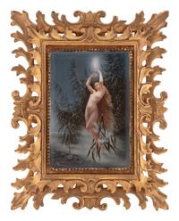 A Hutschenreuther Porcelain Plaque in a Giltwood Frame