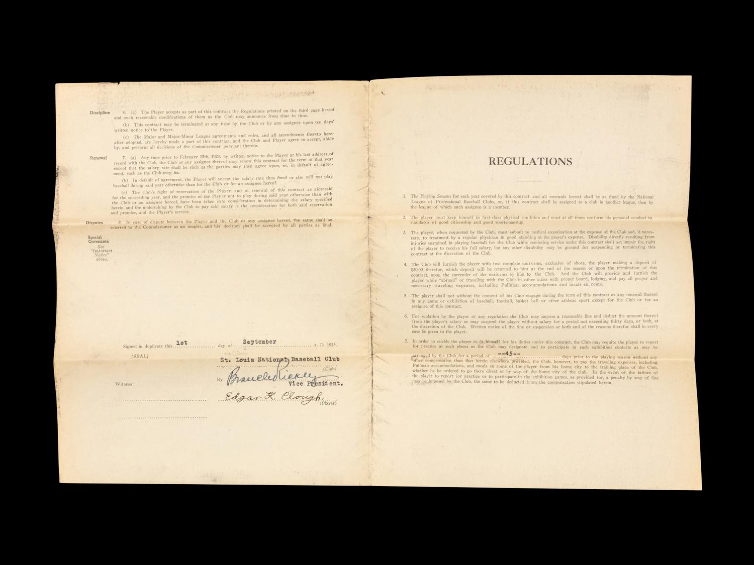 A Group of 15 1920s-30s St. Louis Cardinals Contract Agreements All Signed by Branch Rickey