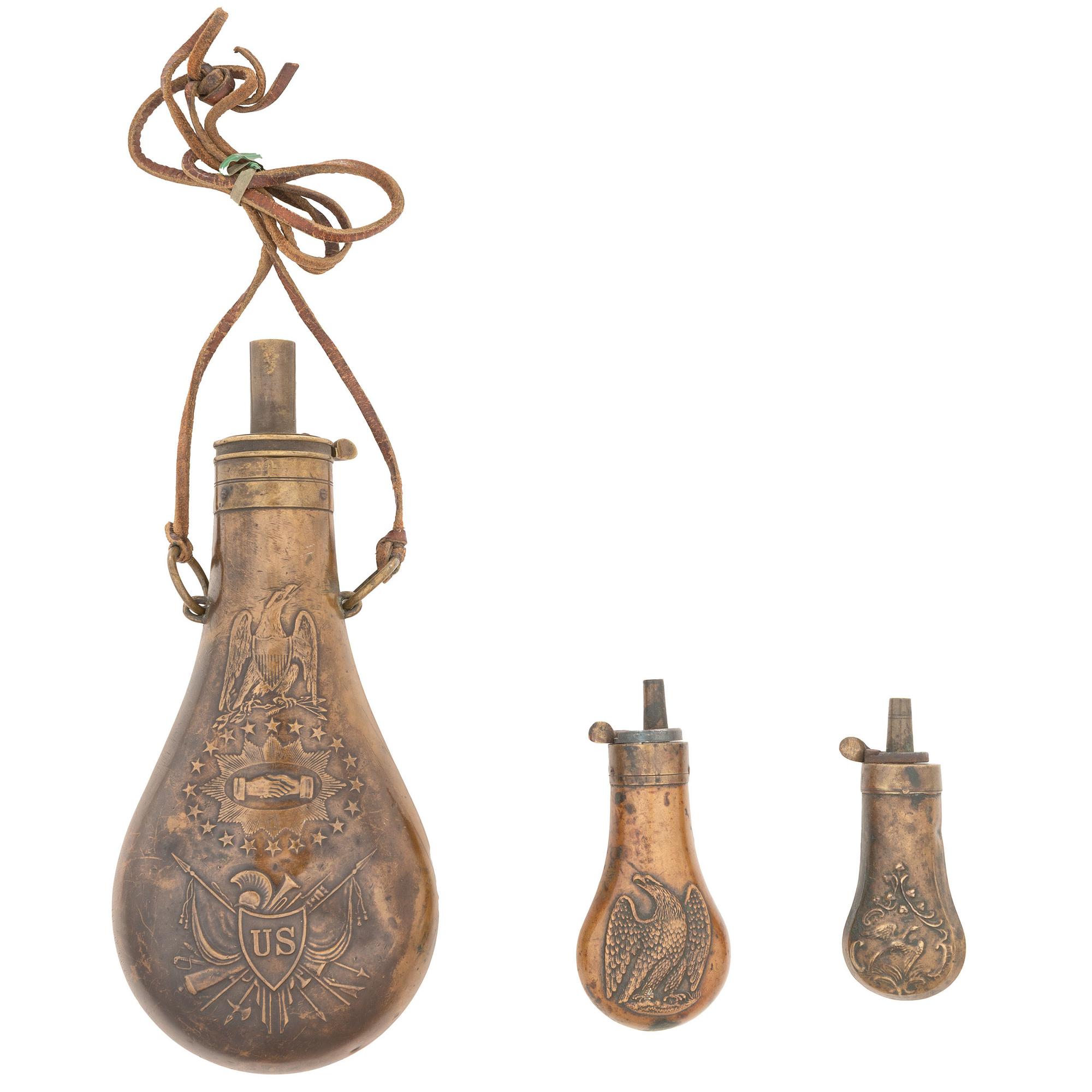 Three 19th Century Powder Flasks