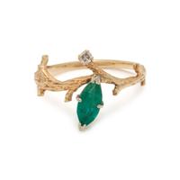 EMERALD, GOLD, AND DIAMOND RING
