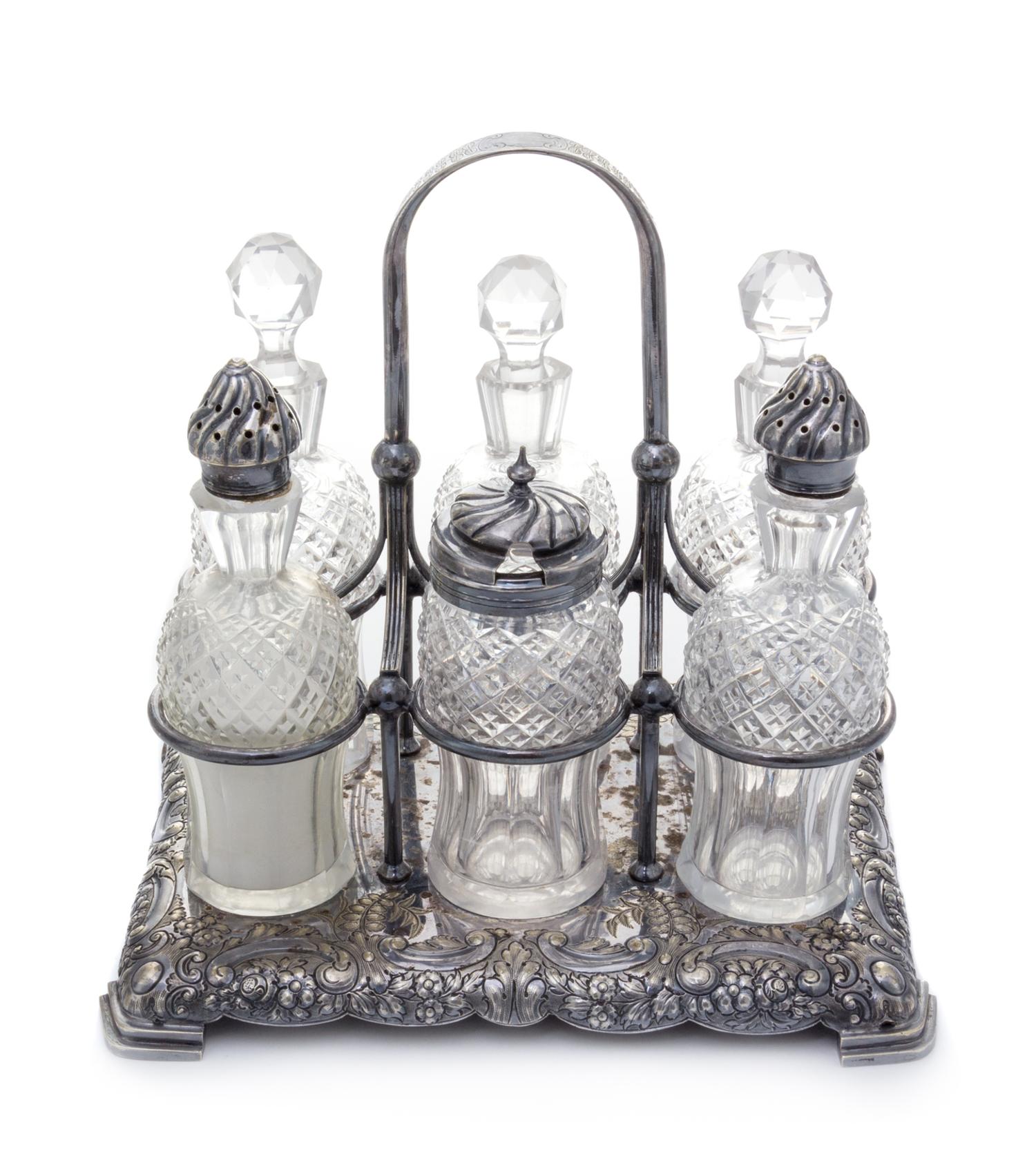 An English Silver-Plate Cruet Set, William Padley & Son, Sheffield