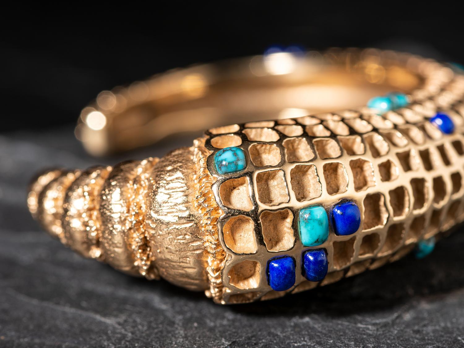 Tufa Cast 14K Gold Corn Cob Cuff Bracelet