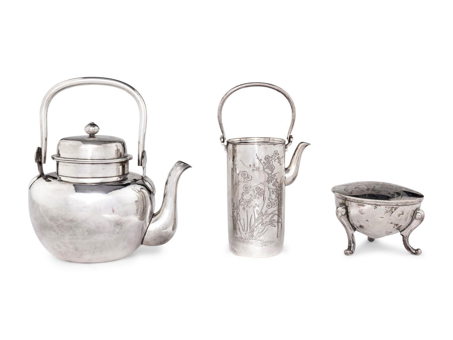 Three Japanese Silver Tea Wares